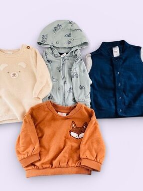 Carter's Navy Snap Fleece Vest with Multi-Top Set